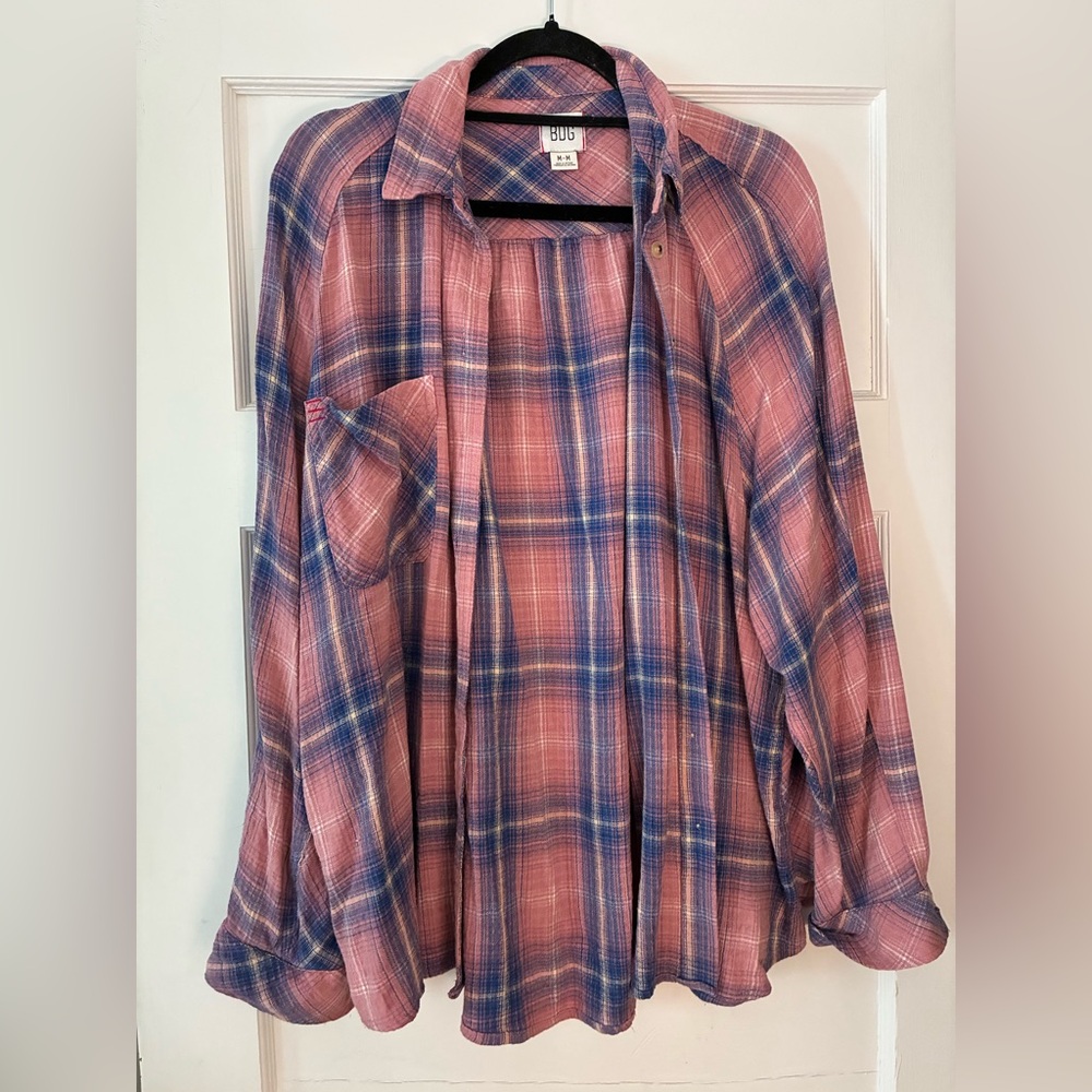 Urban Outfitters BDG Pink and Purple Plaid Button Down Shirt - Picture 4 of 5